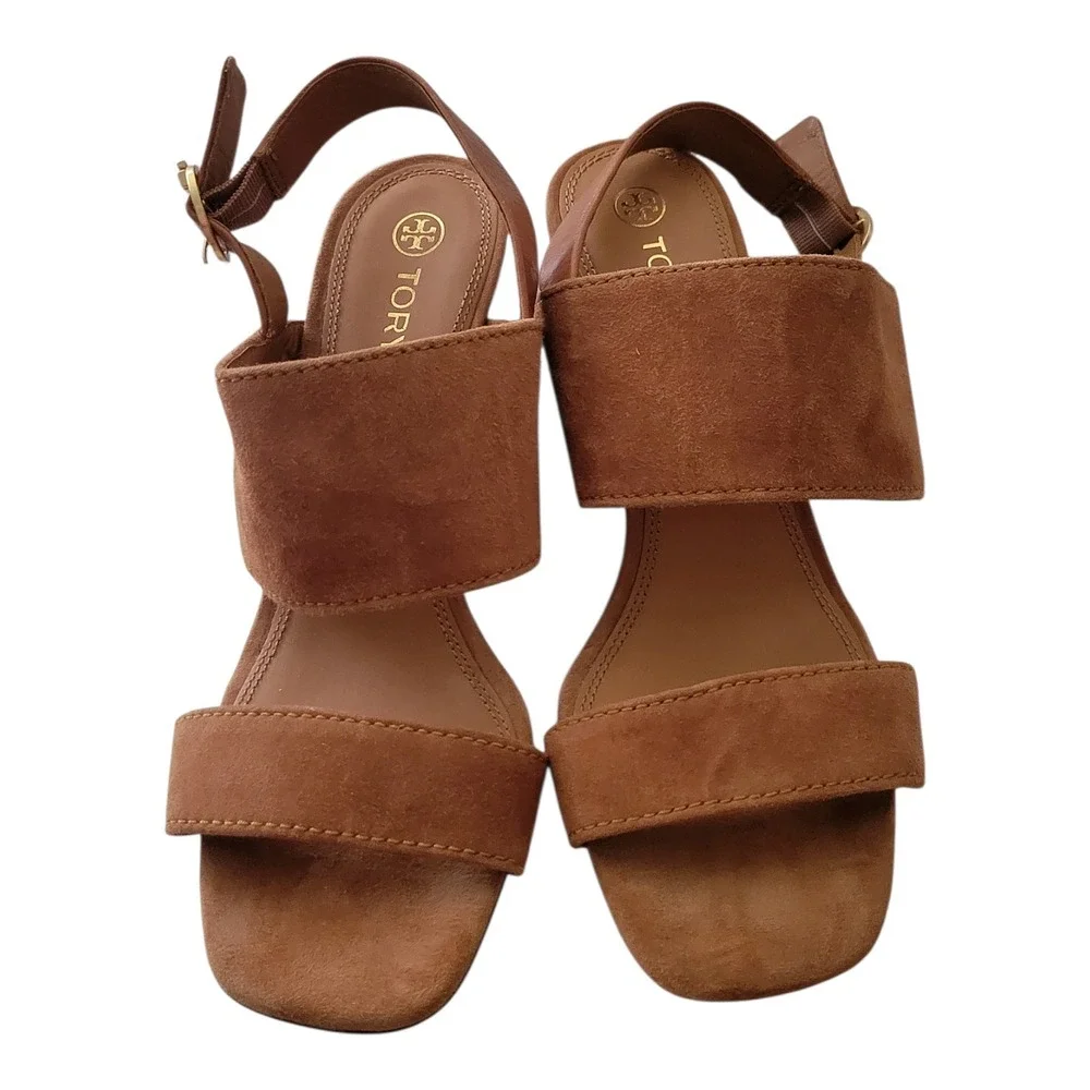 Tory Burch Women's Selby Block Heel Suede Sandals Size 9M